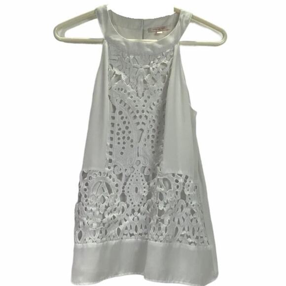 Skies are Blue Sleeveless Bekah Crochet Overlay Halter Blouse Size Small - Picture 1 of 10